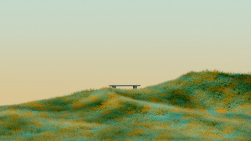 Peaceful Green Hill With Lone Bench wallpaper 4K