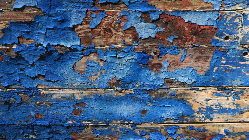 Peeling Blue Paint | Rustic Wood Desktop wallpaper 4K