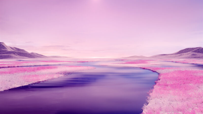 Pink River Flowing Through a Surreal Sky wallpaper 4K