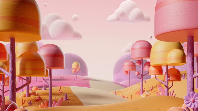 Pink Trees Fantasy | Gentle Path Desktop wallpaper 4K