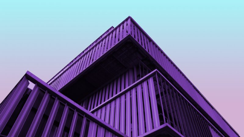 Purple Building Facade | Modern Architecture Desktop wallpaper 4K