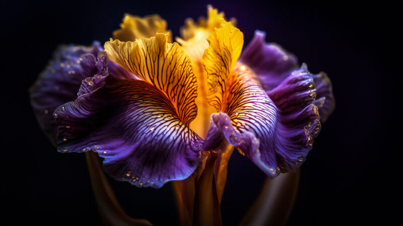 Purple Iris Bloom | Golden Center Desktop wallpaper 4K