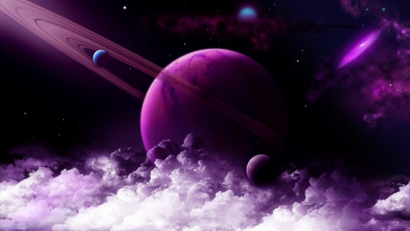 Purple Ringed Planet Born From Nebula wallpaper 4K