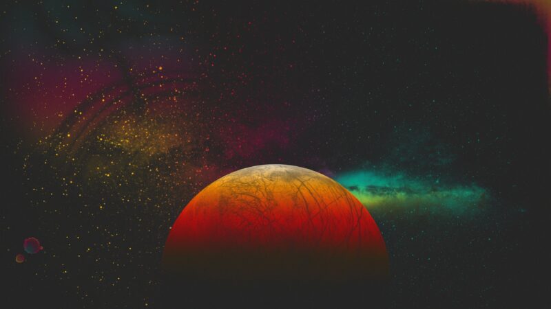 Red Planet Glowing Among Milky Way wallpaper 4K