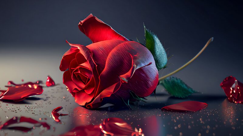 Red Rose Petals Desktop | Delicate Floral Beauty wallpaper 4K