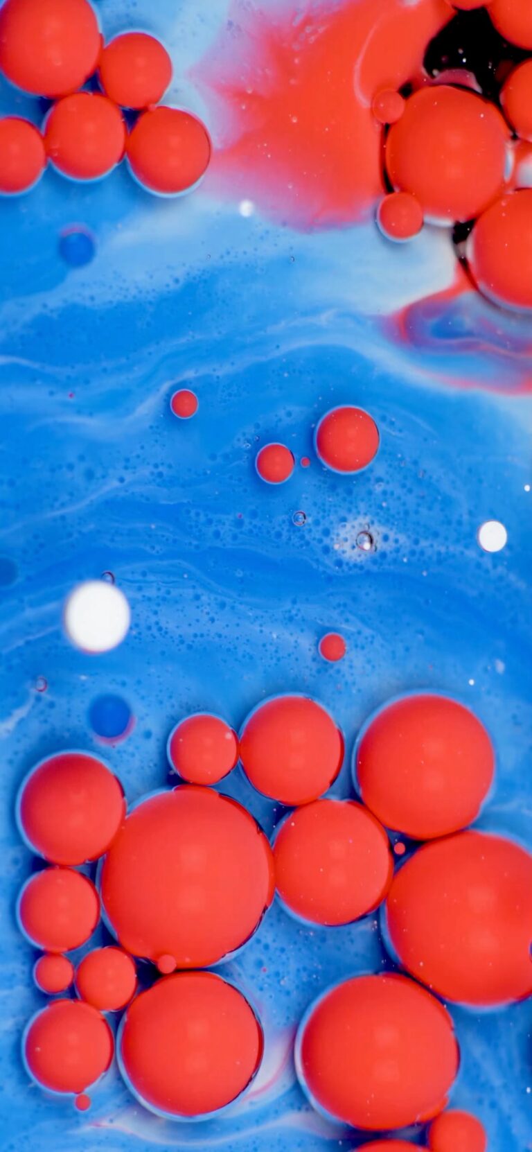 Red Spheres iPhone | Blue Liquid Abstract wallpaper 4K