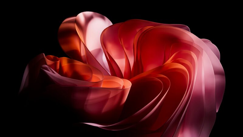 Red Swirls Abstract | Glossy Ribbon Flow Desktop wallpaper 4K