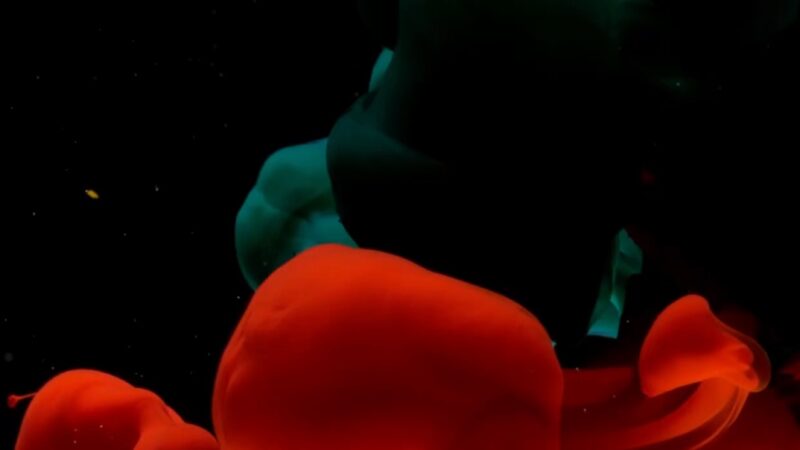 Red Teal Ink Swirls | Fluid iPhone Abstract wallpaper 4K