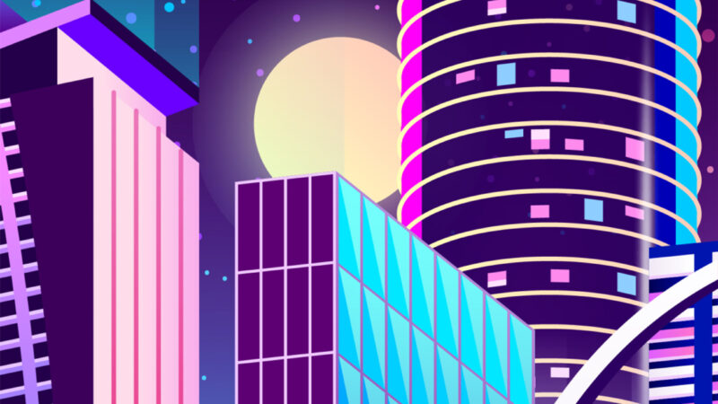 Neon City Lights iPhone | Retro Geometric Skyline wallpaper 4K