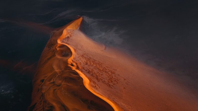 Sand Dunes Aerial | Desert Landscape View Desktop wallpaper 4K