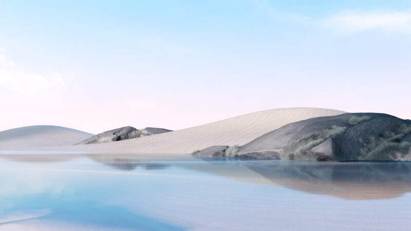 Sandy Hills Reflection | Calm Coastal Desktop wallpaper 4K