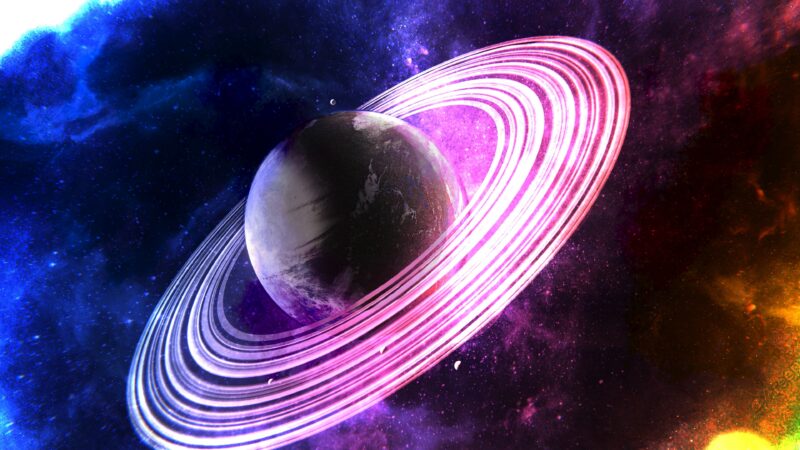 Saturn Dreaming in Pink Cosmic Rings wallpaper 4K