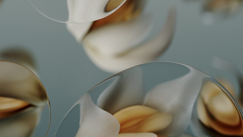 Seashells Abstract Art | Pale Blue Desktop wallpaper 4K