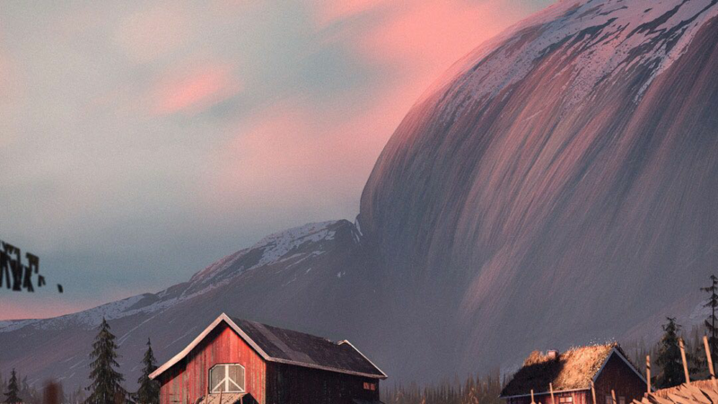 Snow Mountain Red Barn Golden Hour iPhone Wallpaper HD wallpaper 4K