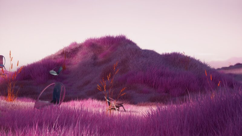 Soft Pink Surreal Pastel Meadow wallpaper 4K