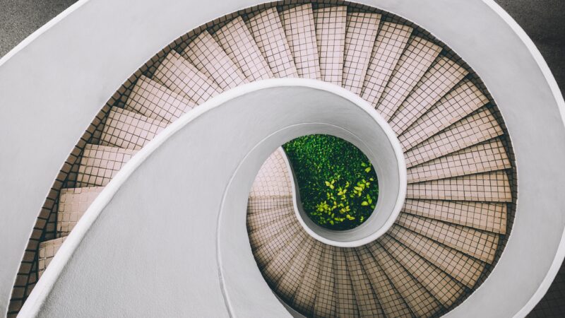 Spiral Staircase View | Modern Architecture Desktop wallpaper 4K