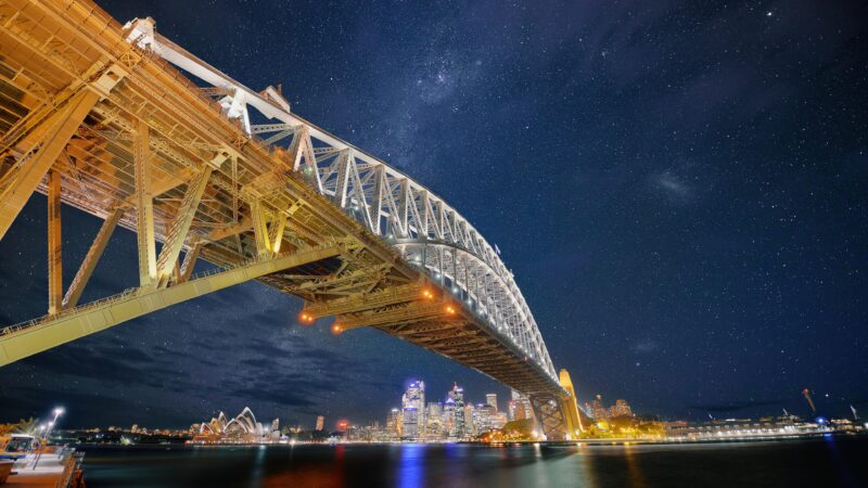 Sydney Harbour Bridge | City Lights Night Desktop wallpaper 4K