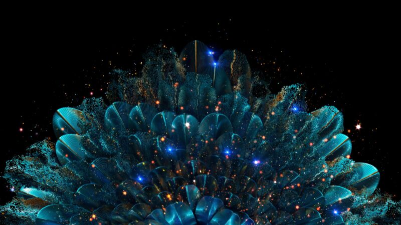 Teal Bloom Abstract | Energetic Particle Desktop wallpaper 4K