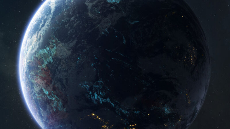 Terrestrial Planet City Lights Crescent Moon iPhone Wallpaper 4K wallpaper 4K