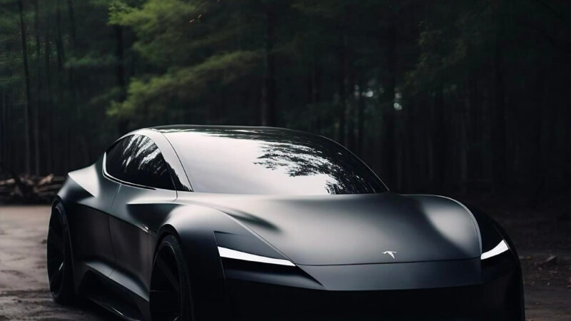 Tesla Roadster Forest | iPhone Dark Electric Car wallpaper 4K