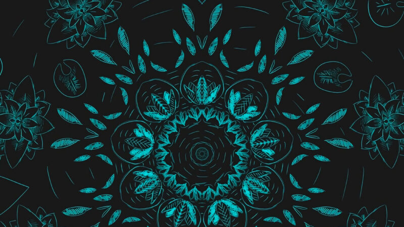 Turquoise Floral iPhone | Dark Matte Background wallpaper 4K