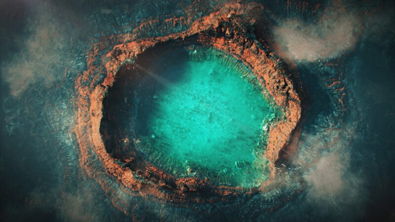 Turquoise Lava Cave From The Sky wallpaper 4K