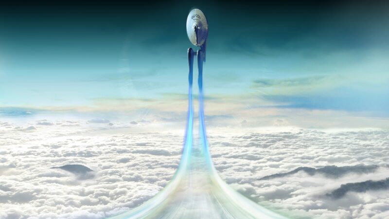 USS Enterprise Cutting Through Starfield wallpaper 4K