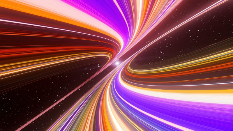 Vibrant Light Trails Blazing Through Colorful Cosmos wallpaper 4K