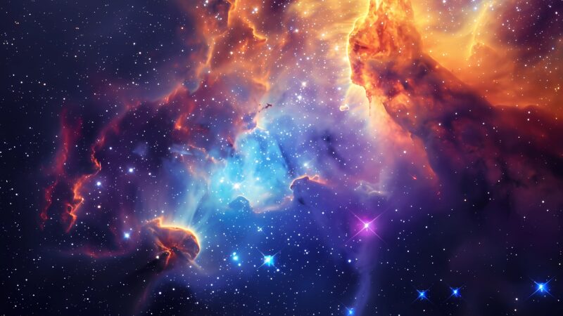 Vibrant Nebula Bursting With Colorful Cosmic Energy wallpaper 4K