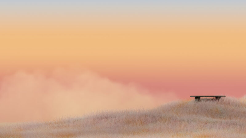 Warm Sunset Over Minimalist Grass Field wallpaper 4K