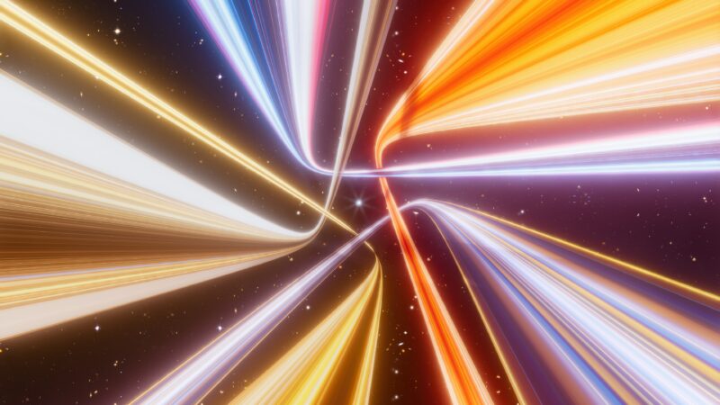Warp Speed Through Cosmic Light Streams wallpaper 4K