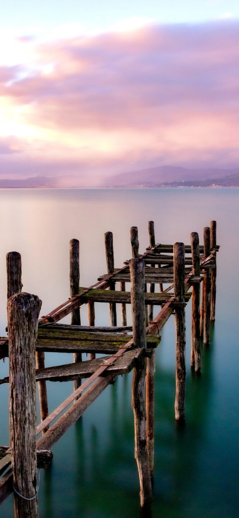 Calm Water Pier iPhone | Pink & Orange Skies wallpaper 4K