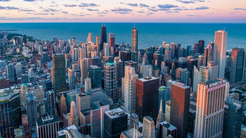 Chicago Skyline at Dusk | City Lights Desktop wallpaper 4K