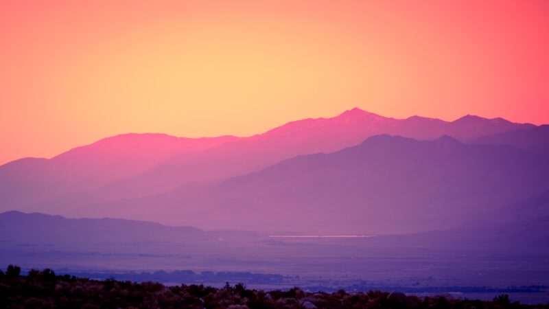 Pink Sunset Mountains Desktop | Scenic Range View wallpaper 4K