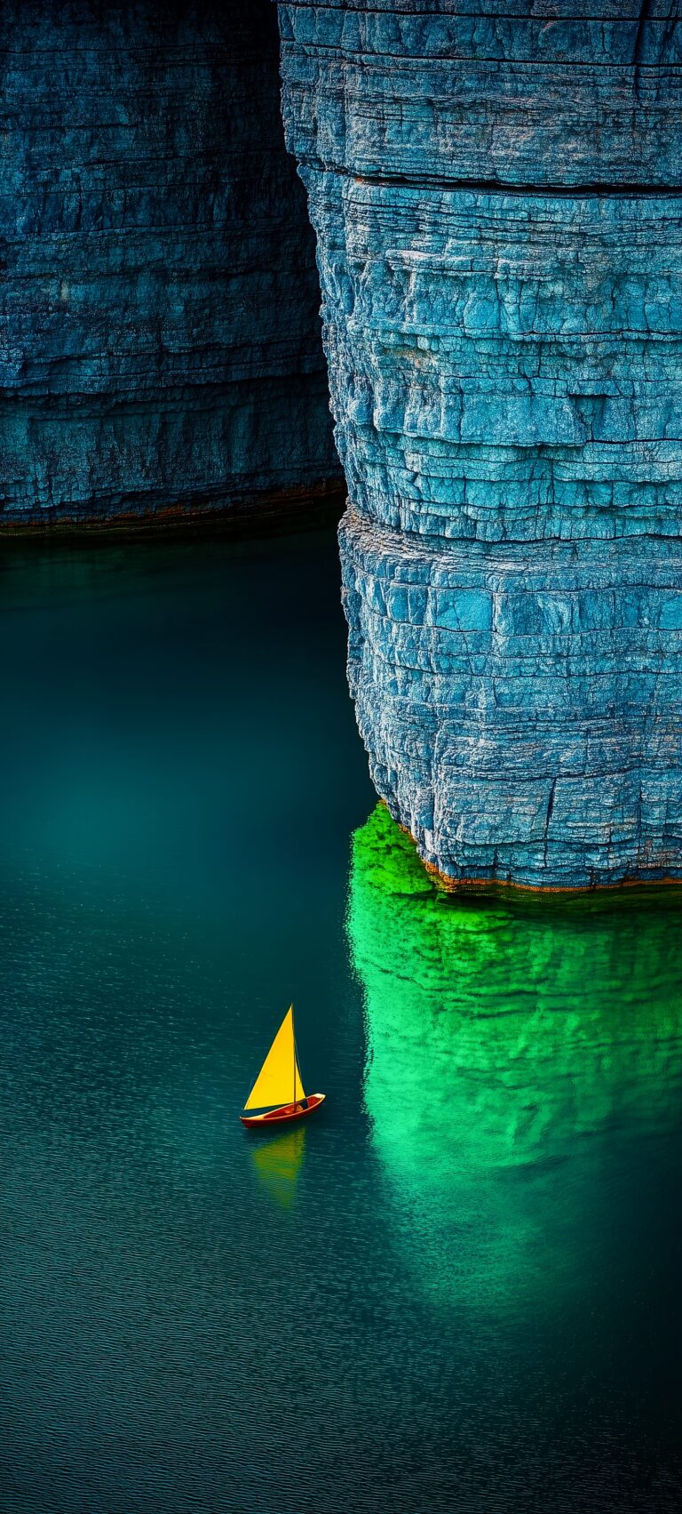Sailboat Cliffs iPhone | Teal Water & Golden Light wallpaper 4K
